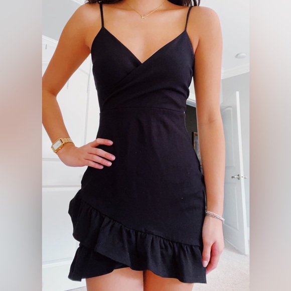 Lulu’s Black Ruffle Mini Dress - Picture 1 of 1